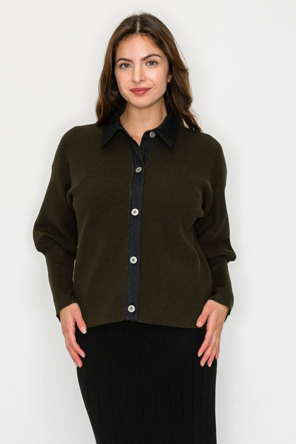 H YAL K4954 OLIVE SWEATER